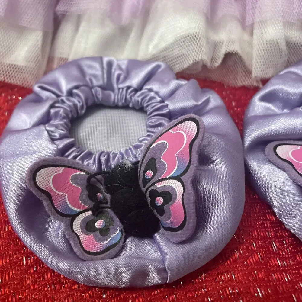 Build A Bear Workshop- Pink Lavender White Tulle Sparkle dress  Butterfly Shoes